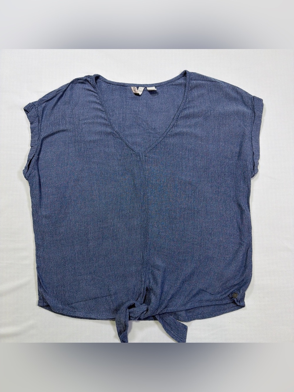 Roxy Blue Textured Scoop Neck Top